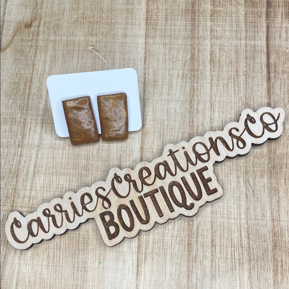 Handmade Rectangular Brown Earrings